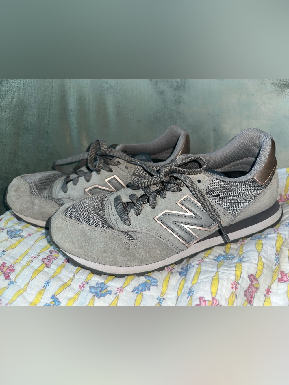 New Balance Gray Suede & Mesh Low-Top Sneakers